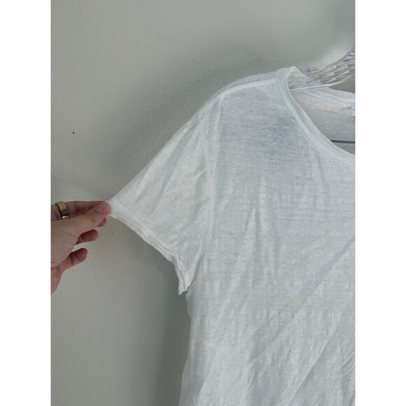 FRAME Organic Linen Tee Top White Minimalistic Basic Size Medium - Picture 5 of 7